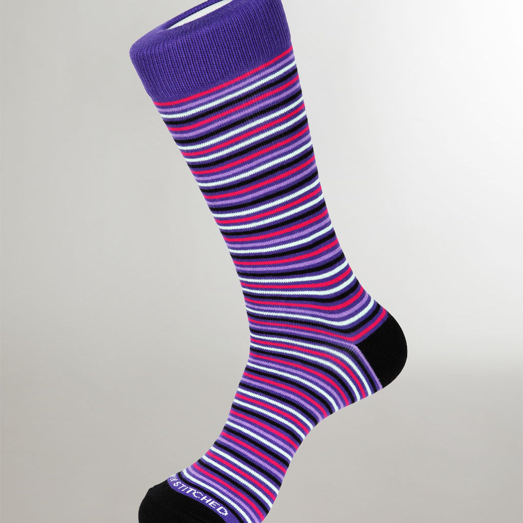 Unsimply Stitched Mini Stripe Sock Purple-multi