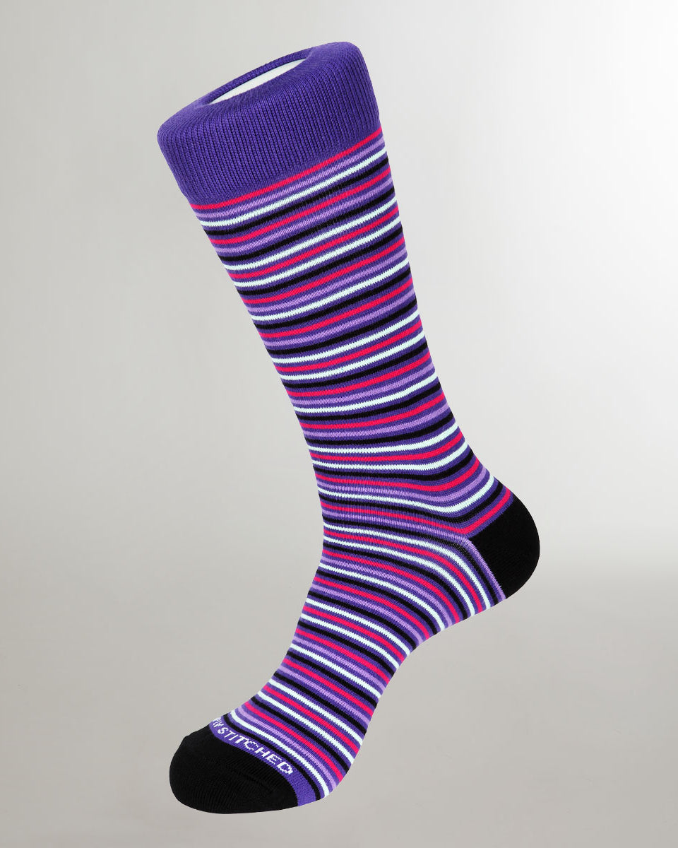Unsimply Stitched Mini Stripe Sock Purple-multi