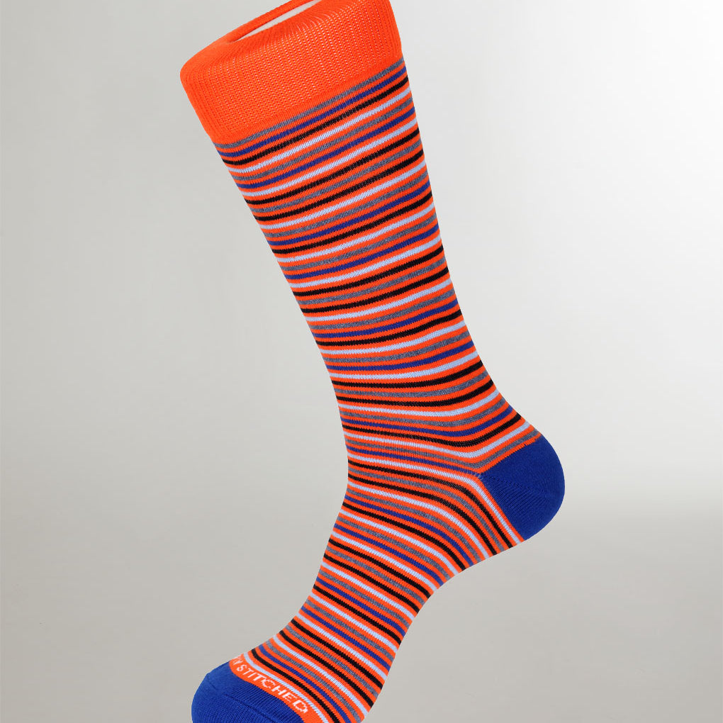 Unsimply Stitched Mini Stripe Sock Orange-multi