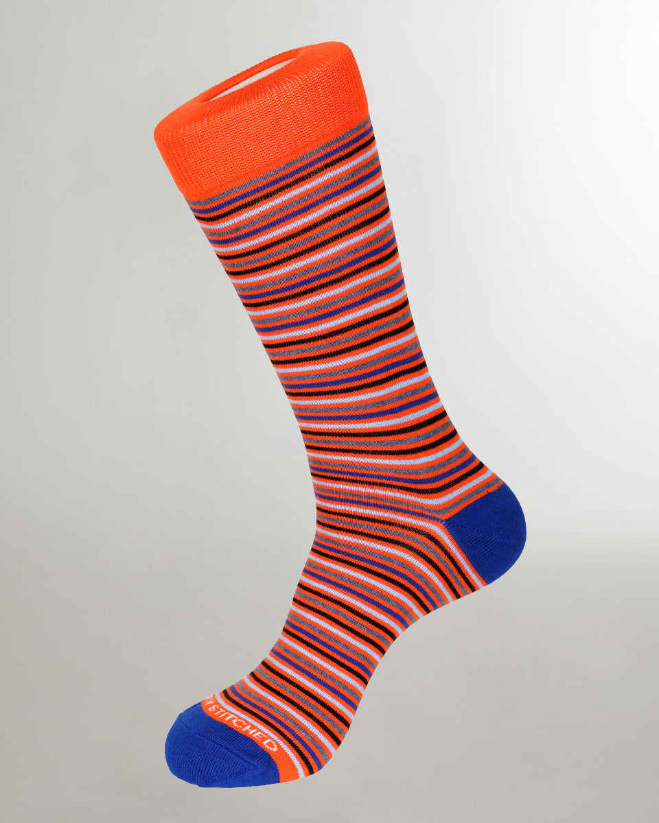Unsimply Stitched Mini Stripe Sock Orange-multi
