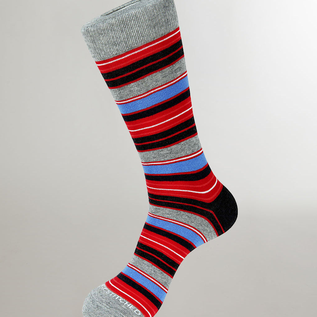 Unsimply Stitched Malibu Stripe Sock Grey-red