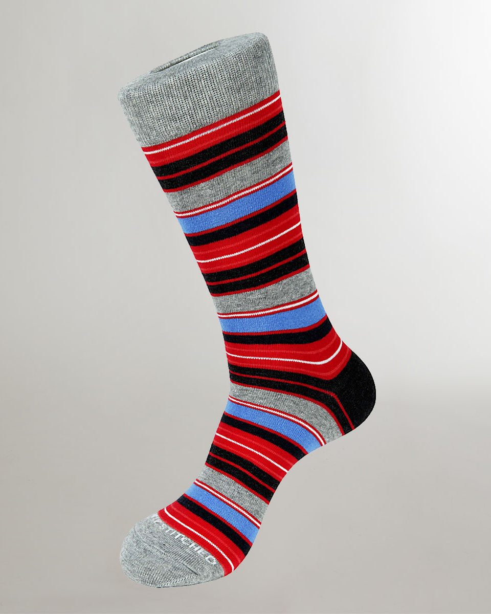 Unsimply Stitched Malibu Stripe Sock Grey-red