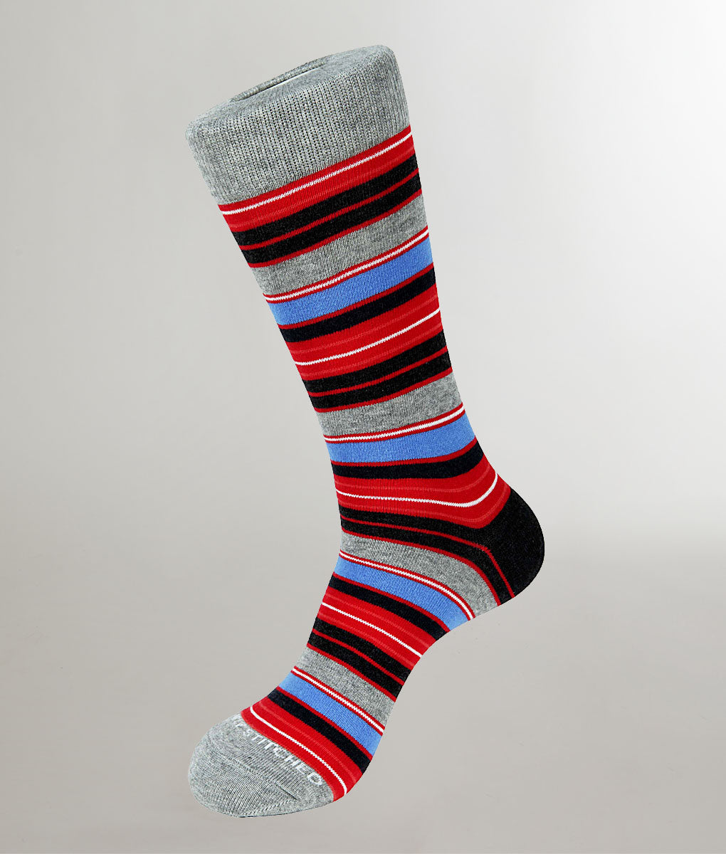Unsimply Stitched Malibu Stripe Sock Grey-red