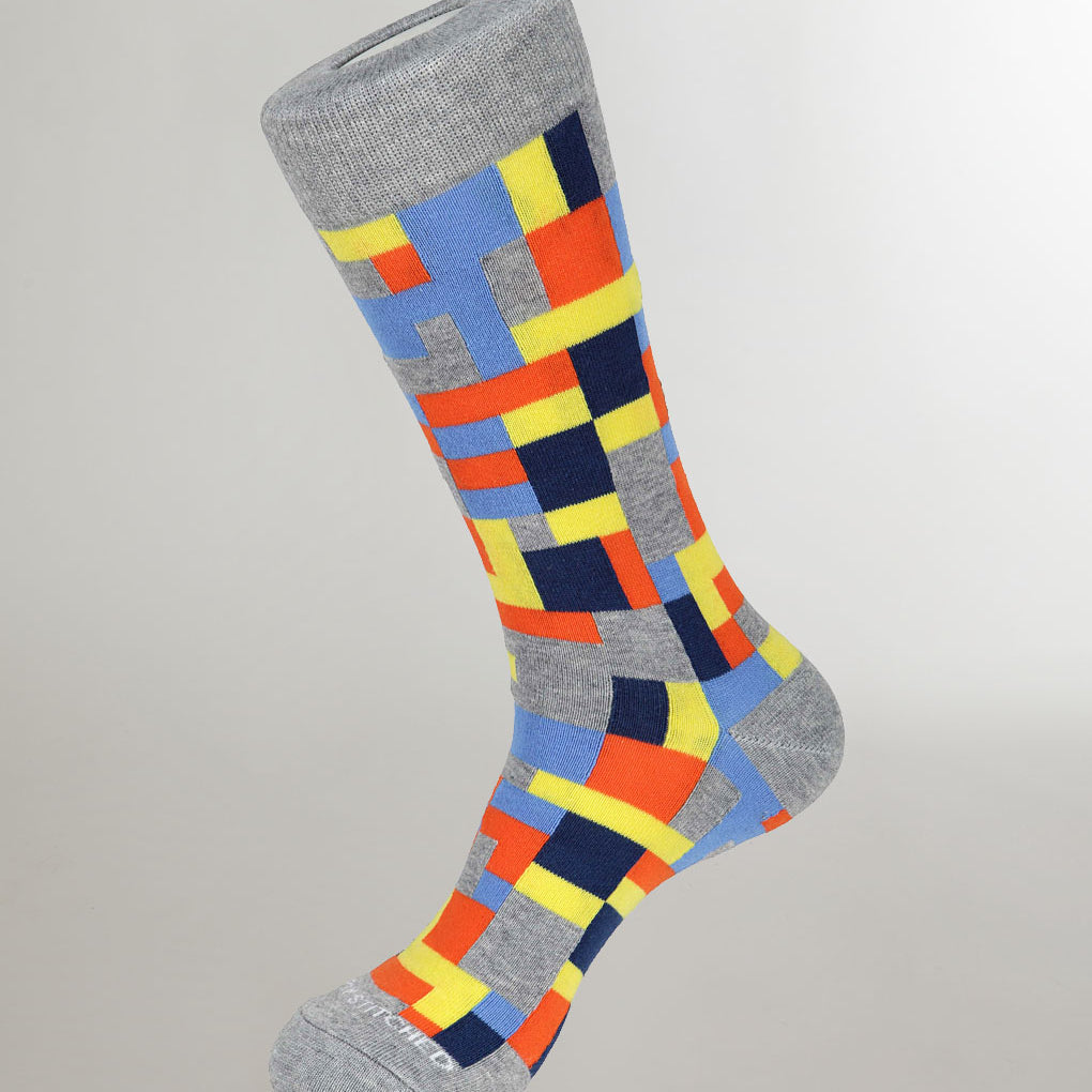 Unsimply Stitched Basic Blocks Sock Grey-orange