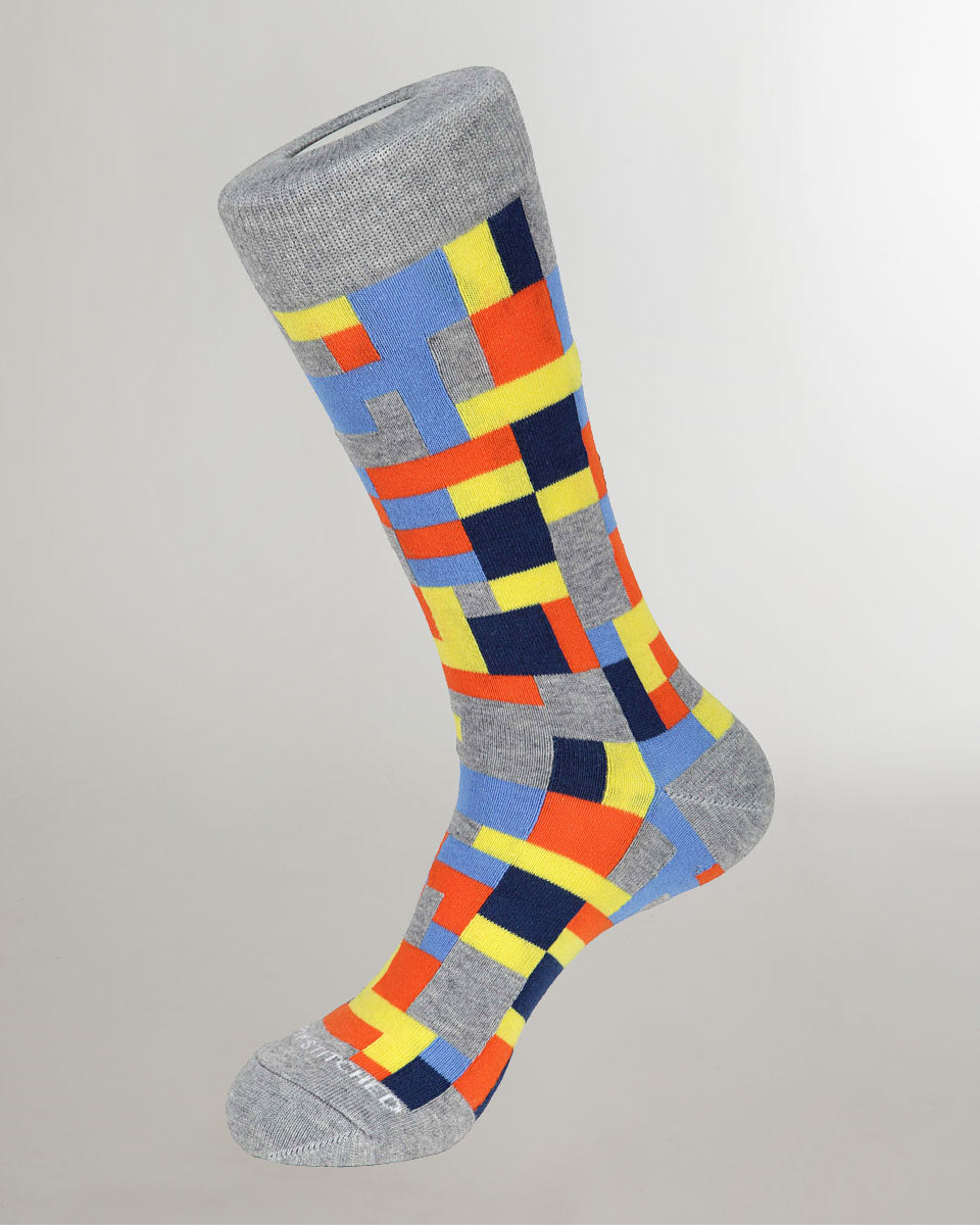 Unsimply Stitched Basic Blocks Sock Grey-orange