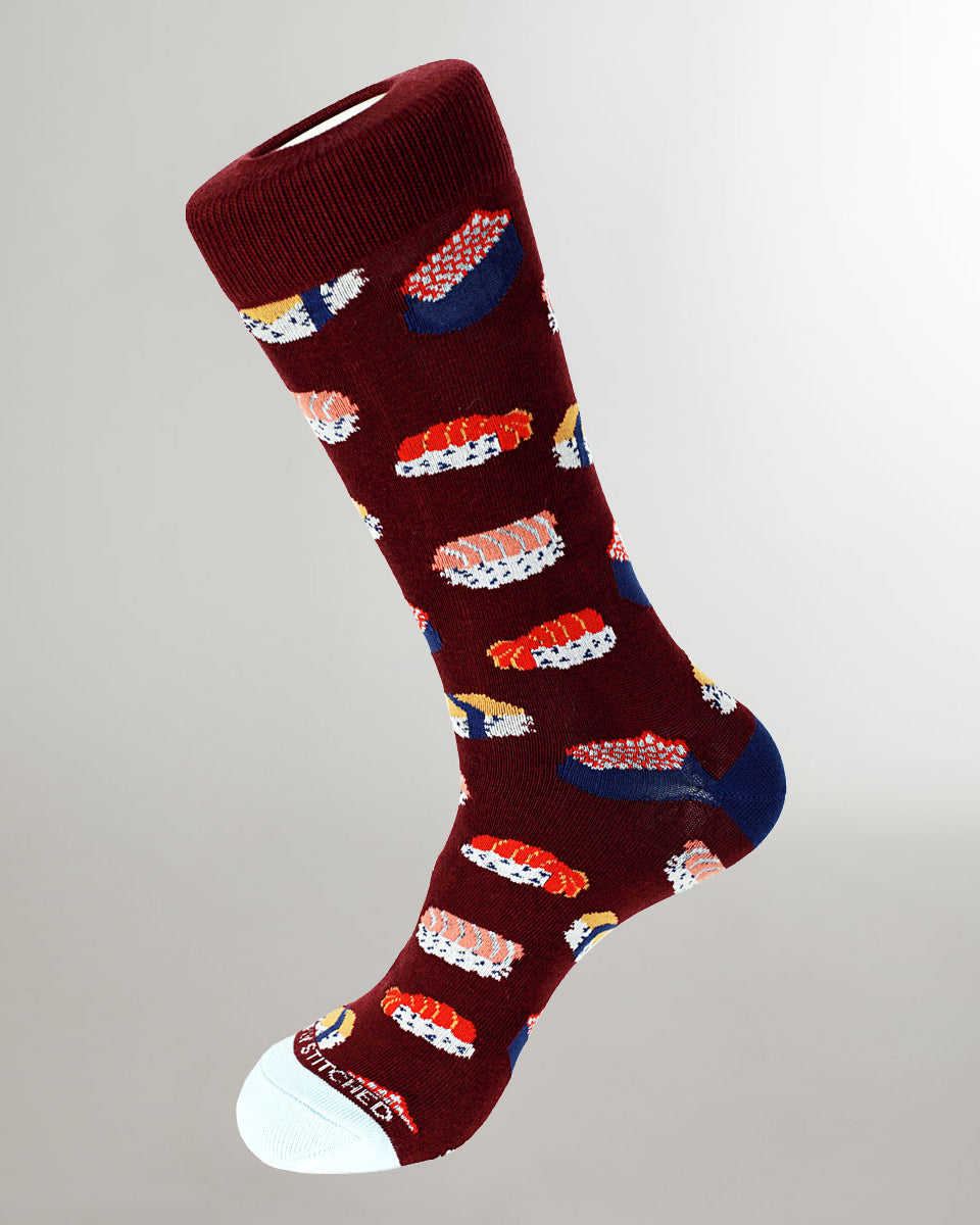 Unsimply Stitched Sushi Sock Maroon