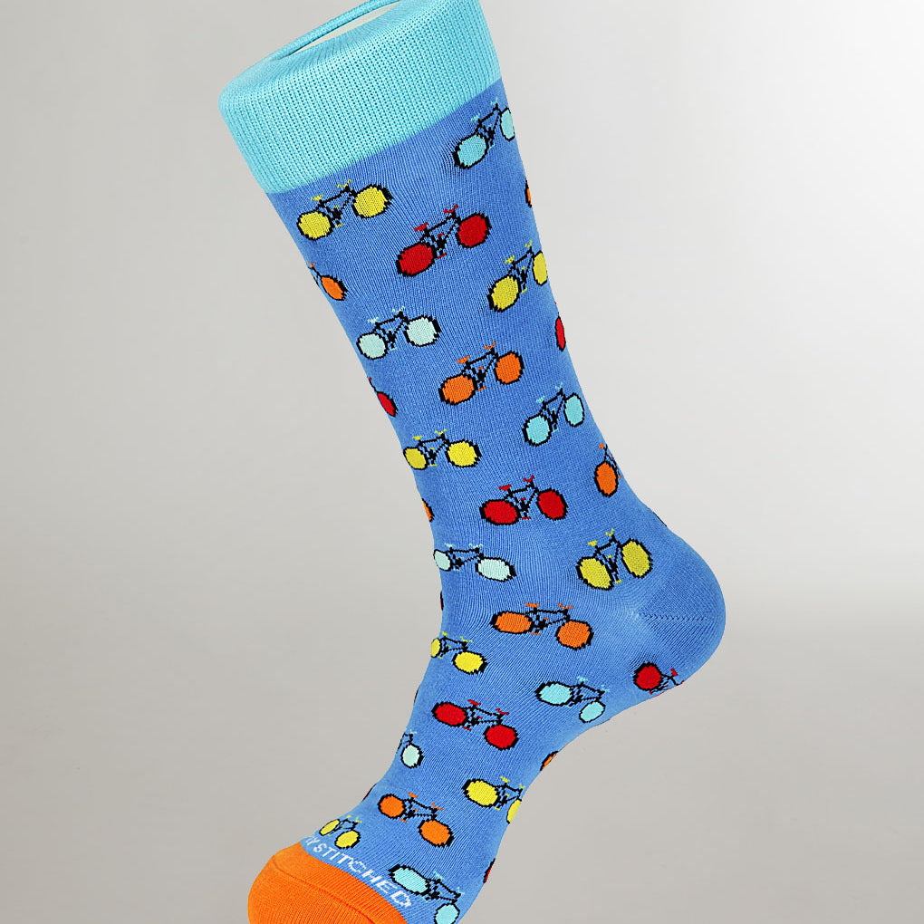 Unsimply Stitched Bicycles Sock Light-blue