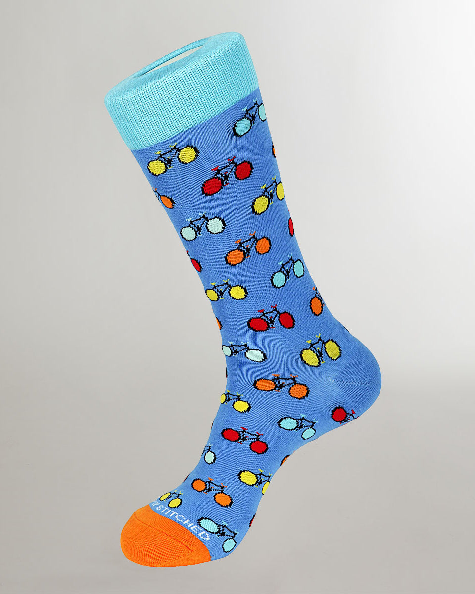 Unsimply Stitched Bicycles Sock Light-blue