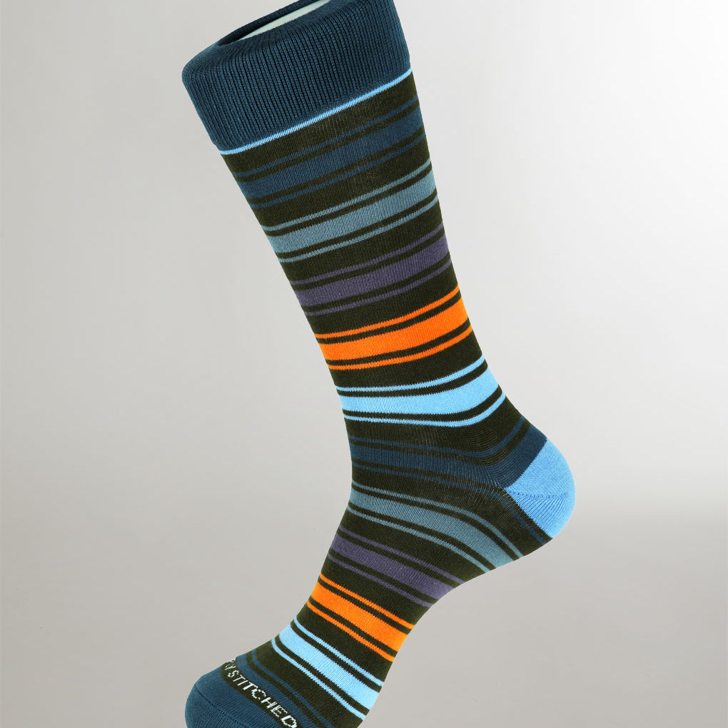 Unsimply Stitched Angeles Stripe Sock Green-multi