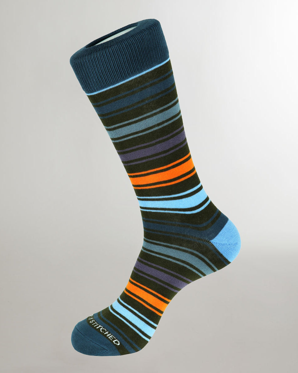 Unsimply Stitched Angeles Stripe Sock Green-multi