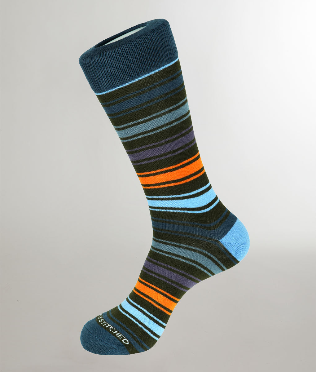 Unsimply Stitched Angeles Stripe Sock Green-multi