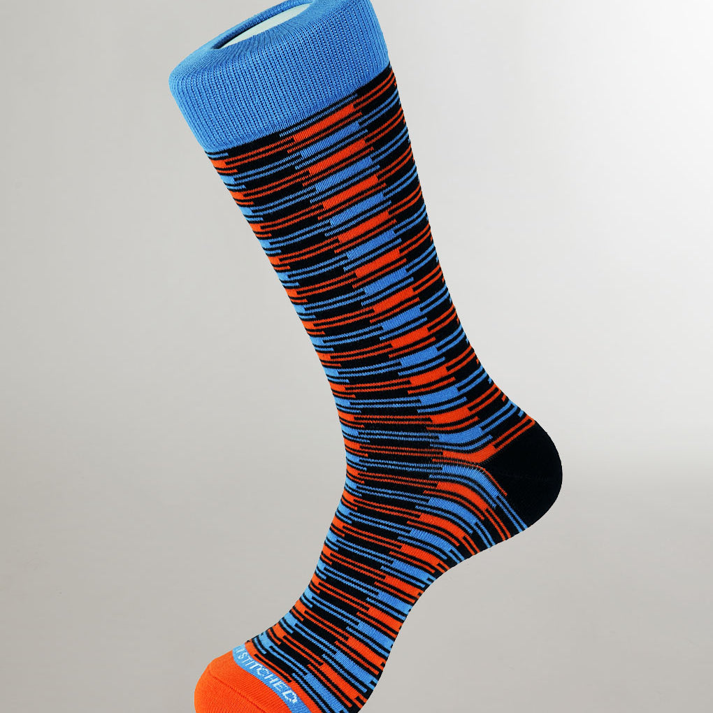 Unsimply Stitched Dash Stripe Sock Blue-multi