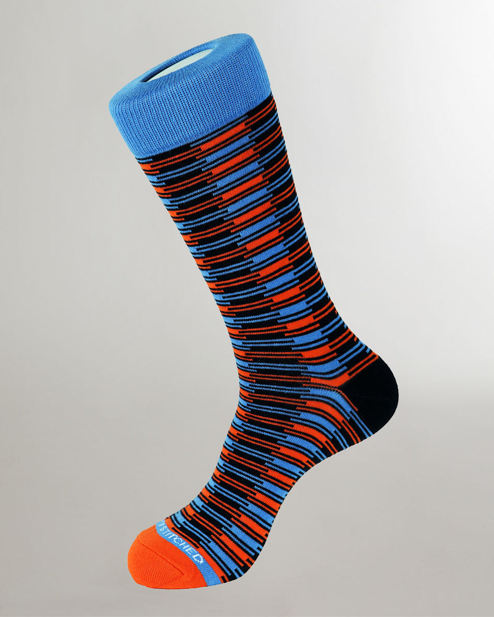 Unsimply Stitched Dash Stripe Sock Blue-multi