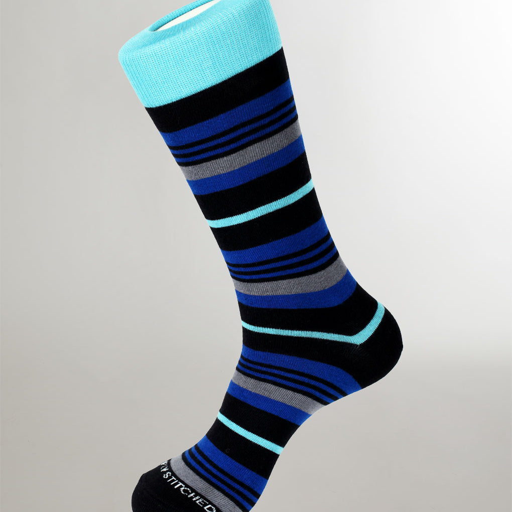 Unsimply Stitched Stripe Sock Blue