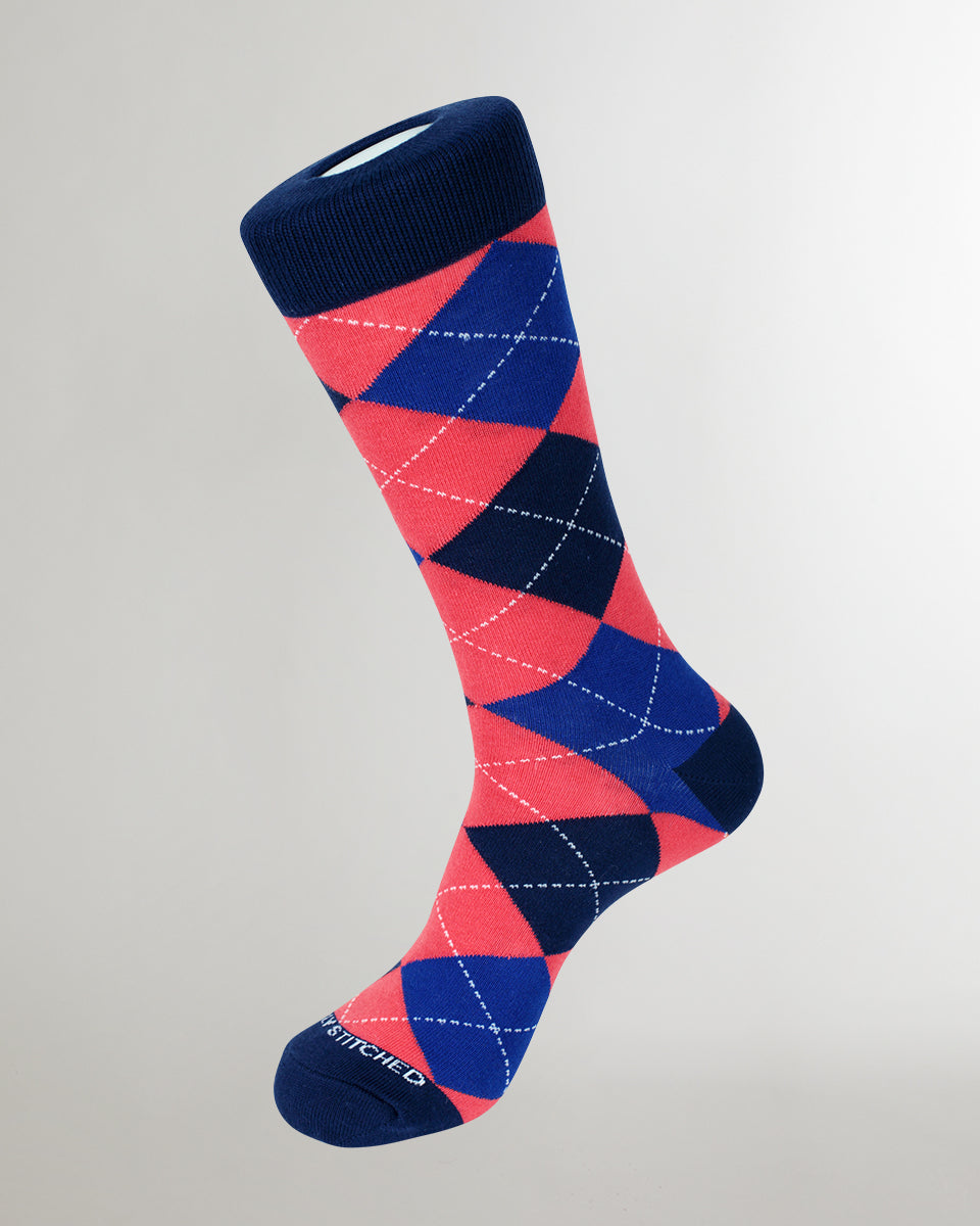 Unsimply Stitched Traditional Argyles Sock Blue-denim