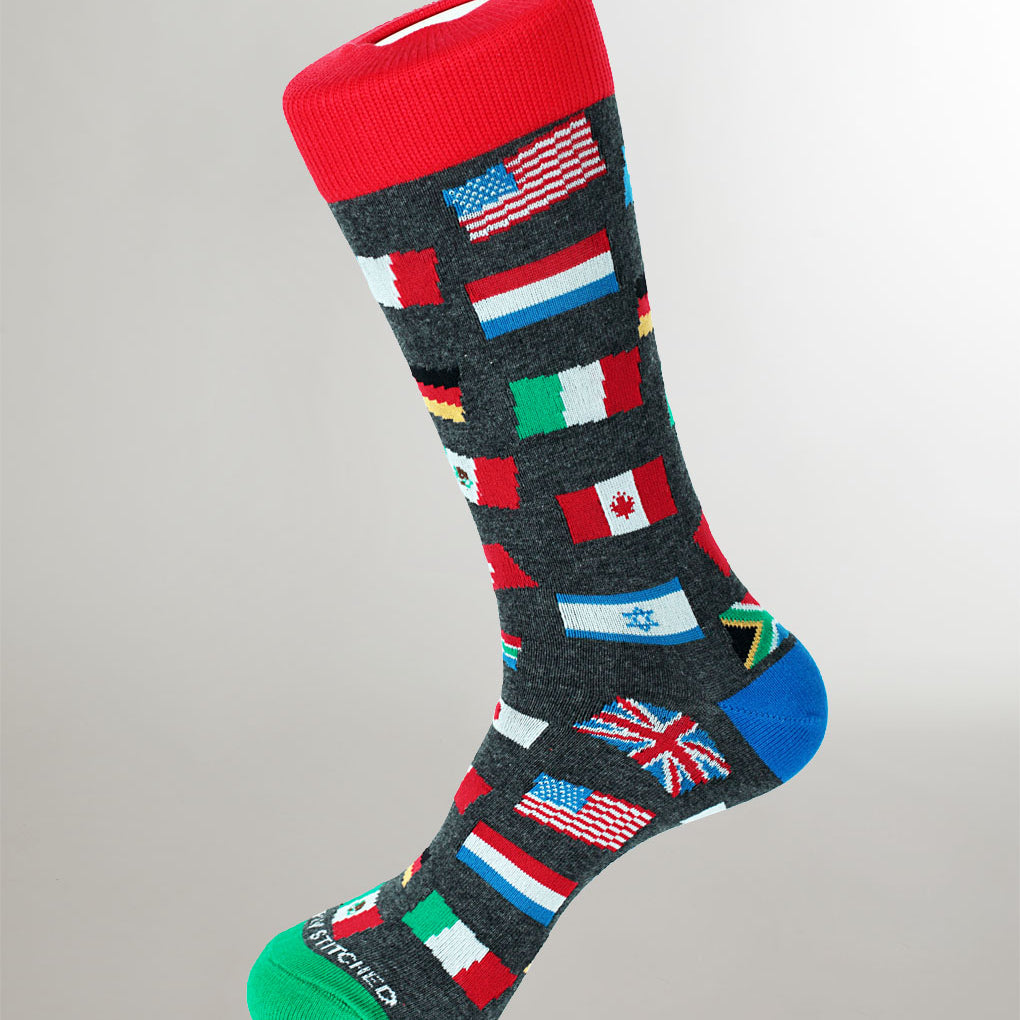 Unsimply Stitched Flags Sock Heather-grey