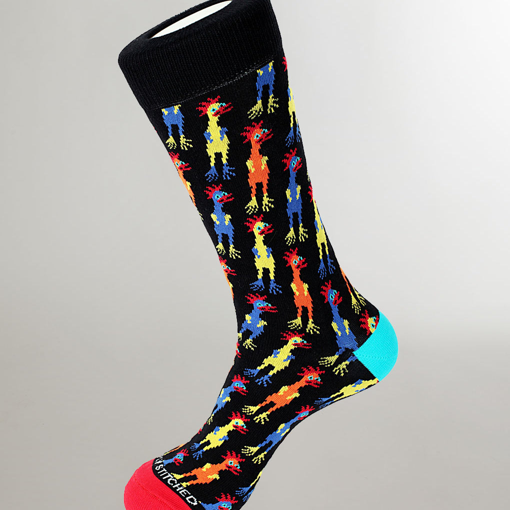 Unsimply Stitched Rubber Chickens Sock Black-multi