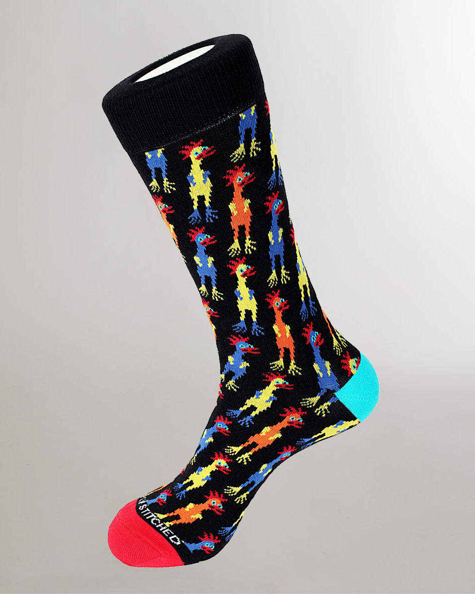 Unsimply Stitched Rubber Chickens Sock Black-multi