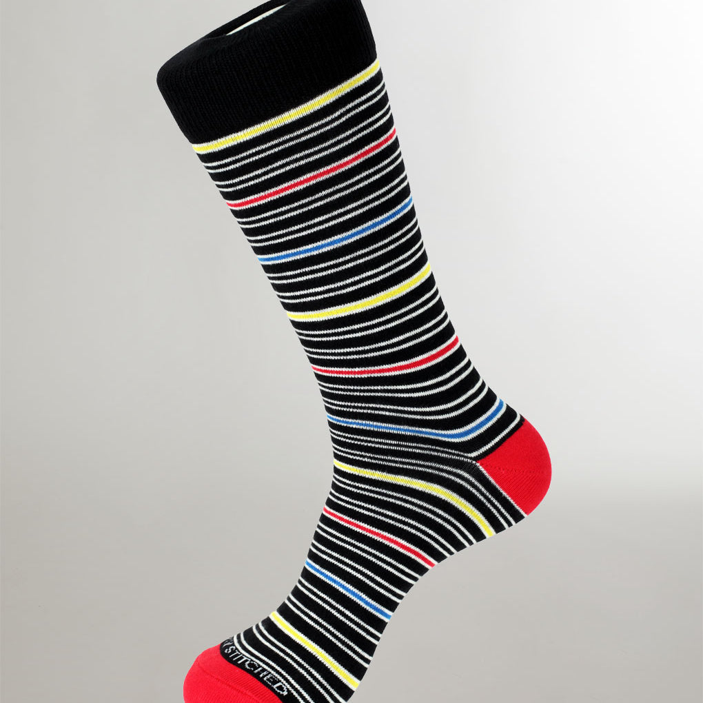 Unsimply Stitched Twin Stripe Sock Black
