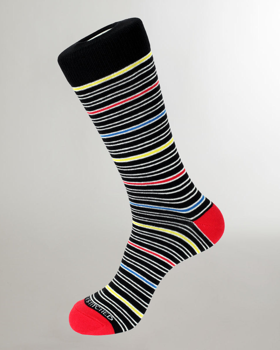 Unsimply Stitched Twin Stripe Sock Black