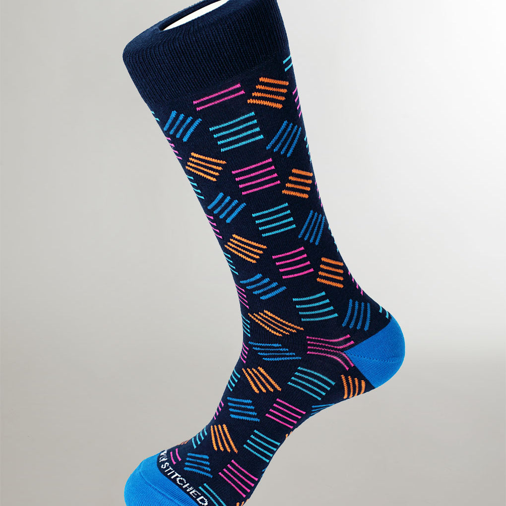 Unsimply Stitched Stacks Crew Sock Blue-multi