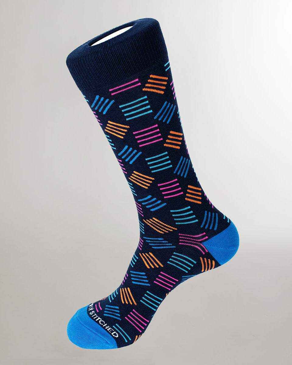 Unsimply Stitched Stacks Crew Sock Blue-multi