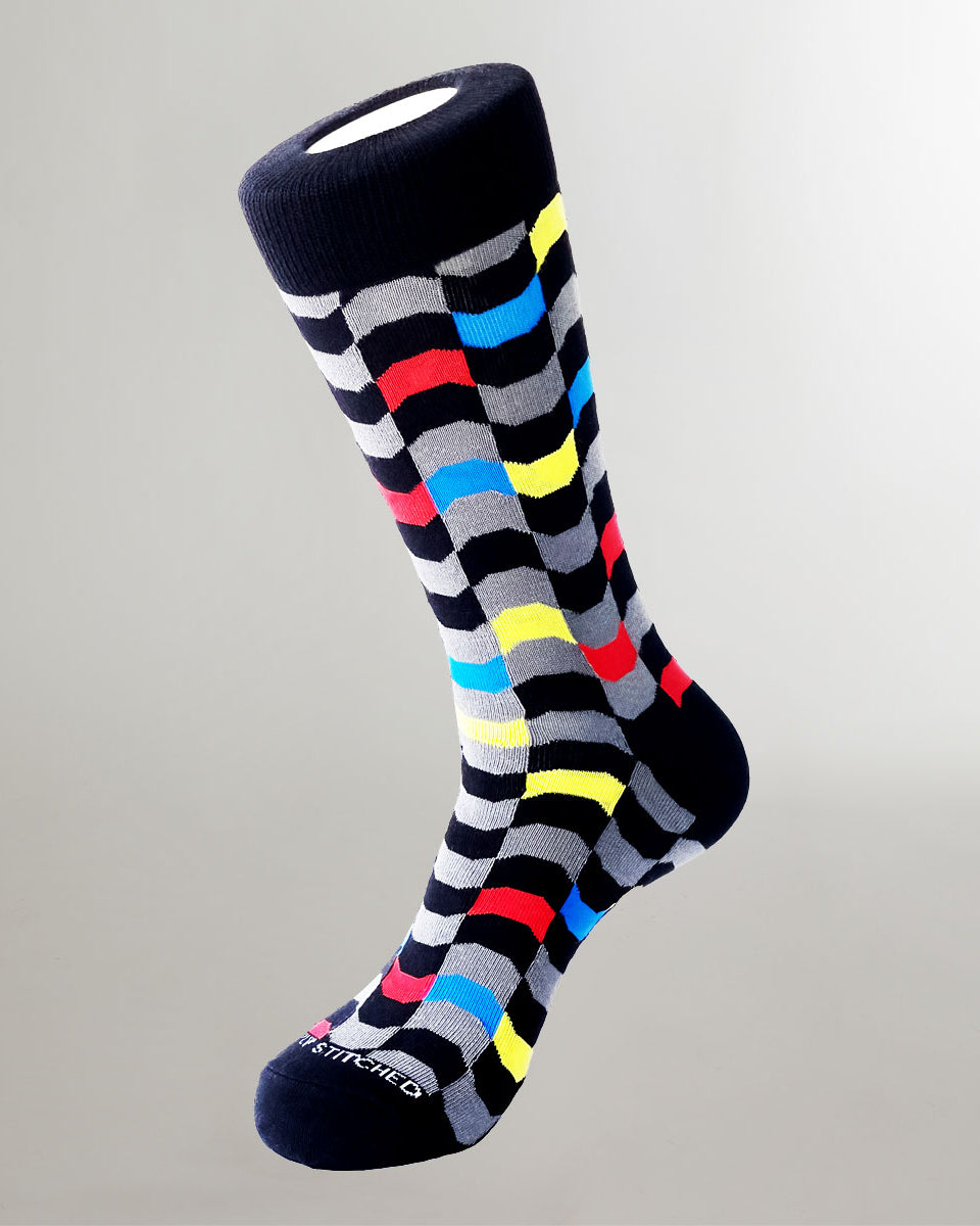 Unsimply Stitched Flag Pattern Sock Black-multi