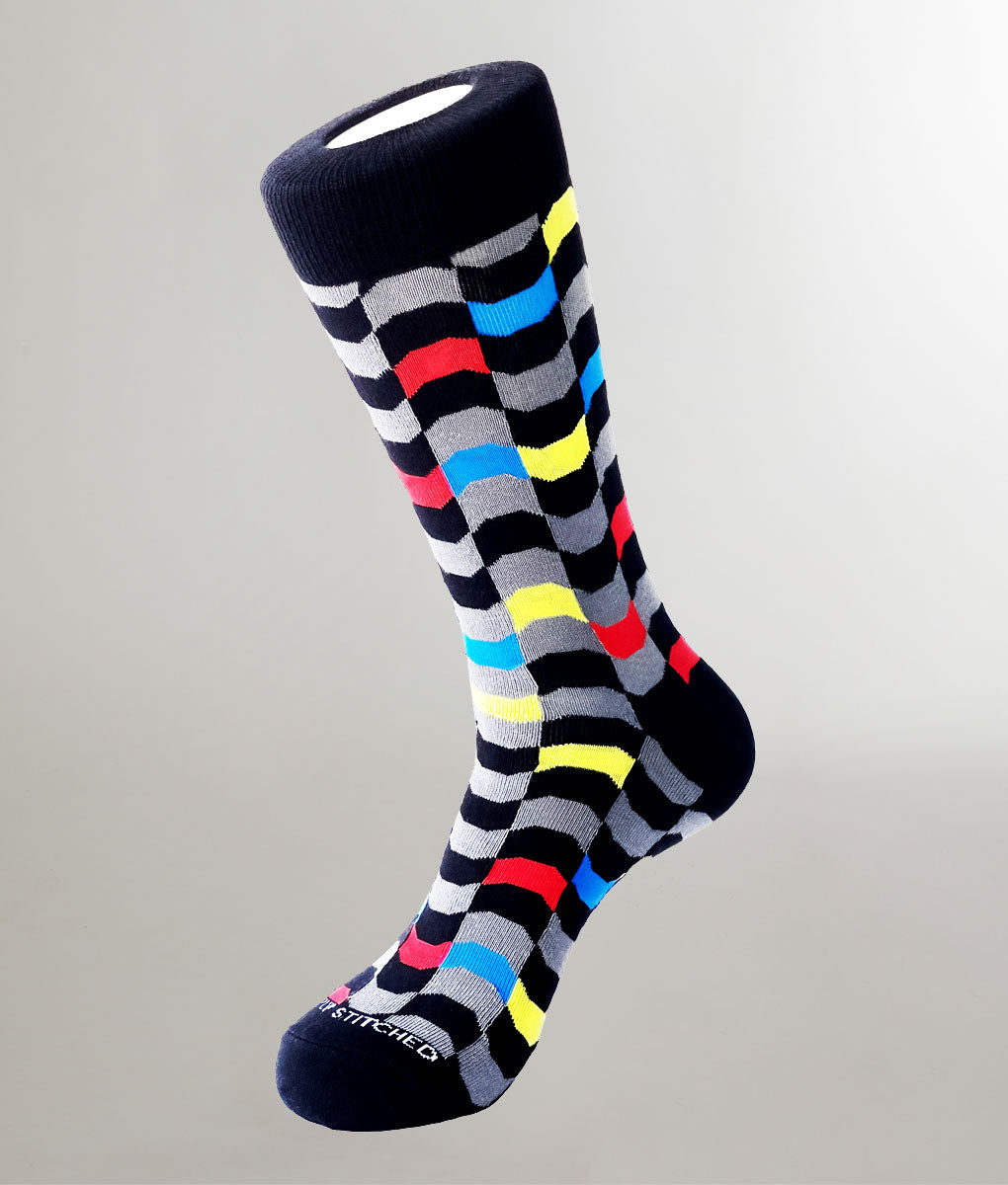 Unsimply Stitched Flag Pattern Sock Black-multi