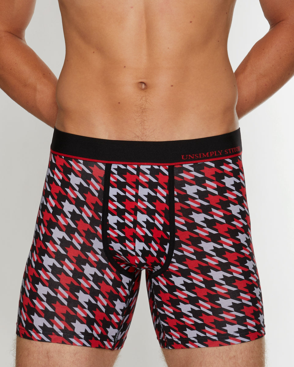 Unsimply Stitched Houndstooth Boxer Brief Unsimply Stitched Houndstooth Boxer Brief Red-grey