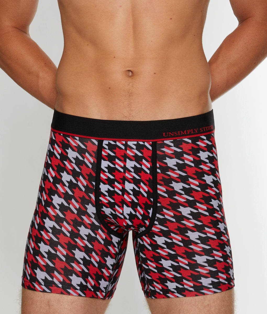Unsimply Stitched Houndstooth Boxer Brief Unsimply Stitched Houndstooth Boxer Brief Red-grey