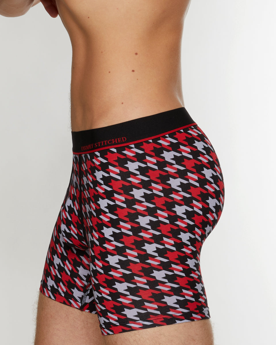 Unsimply Stitched Houndstooth Boxer Brief Unsimply Stitched Houndstooth Boxer Brief Red-grey