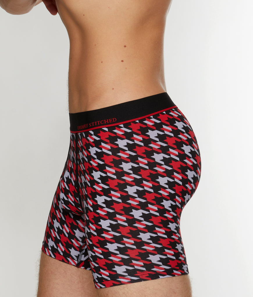 Unsimply Stitched Houndstooth Boxer Brief Unsimply Stitched Houndstooth Boxer Brief Red-grey