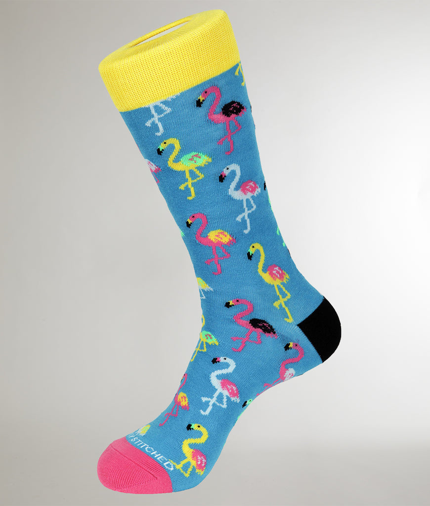 Unsimply Stitched Flamingos Sock Unsimply Stitched Flamingos Sock Light-blue