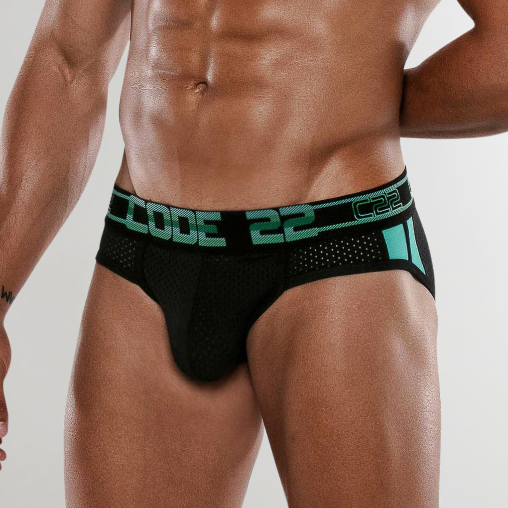 CODE 22 Sport Mesh Push-Up Brief Black