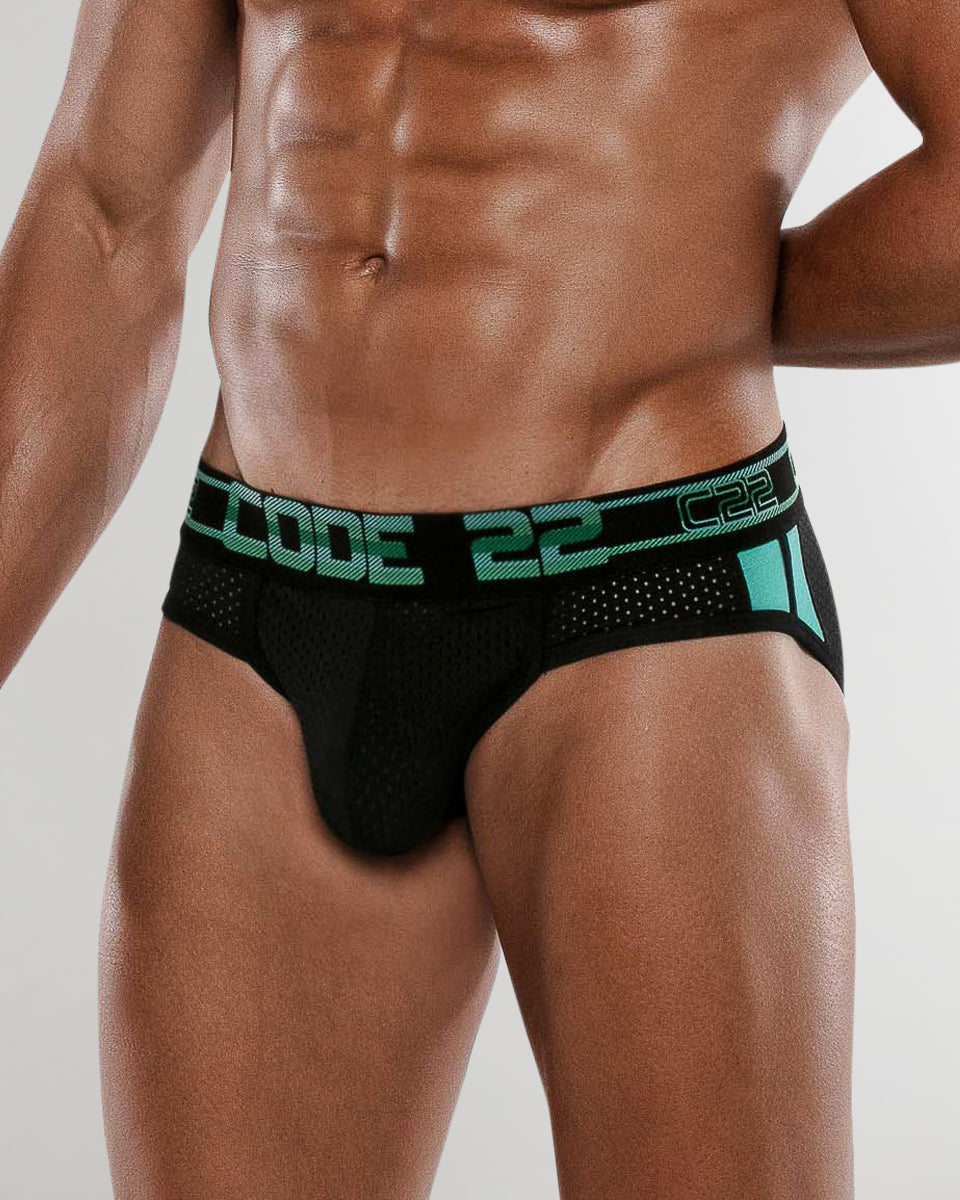 CODE 22 Sport Mesh Push-Up Brief Black
