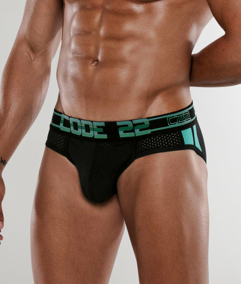 CODE 22 Sport Mesh Push-Up Brief Black