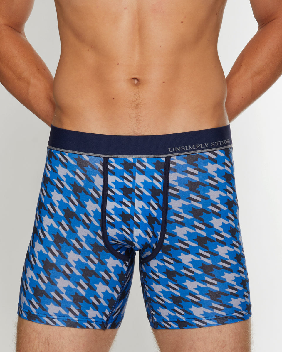 Unsimply Stitched Houndstooth Boxer Brief Unsimply Stitched Houndstooth Boxer Brief Blue-grey