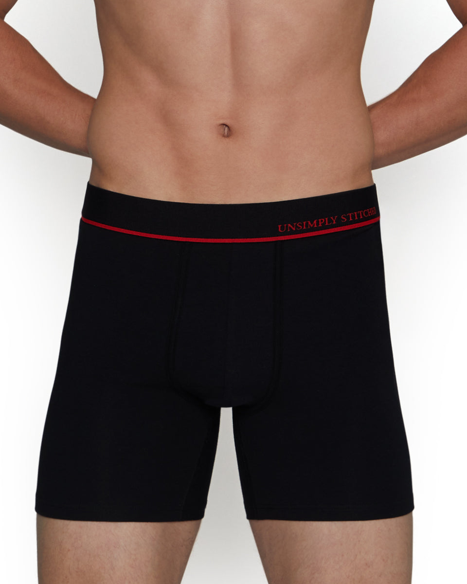 Unsimply Stitched Solid Boxer Brief Unsimply Stitched Solid Boxer Brief Black-red-stripe