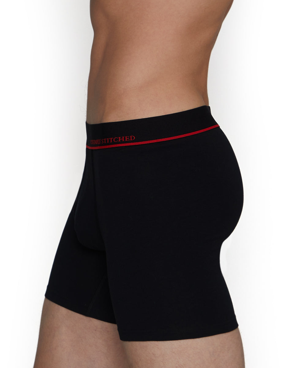 Unsimply Stitched Solid Boxer Brief Unsimply Stitched Solid Boxer Brief Black-red-stripe