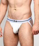 Nero New York Jockstrap White — men's bamboo-cotton athletic jockstrap, side view