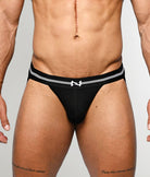 Nero New York Jockstrap Black — men's bamboo-cotton athletic jockstrap with contoured pouch, front view