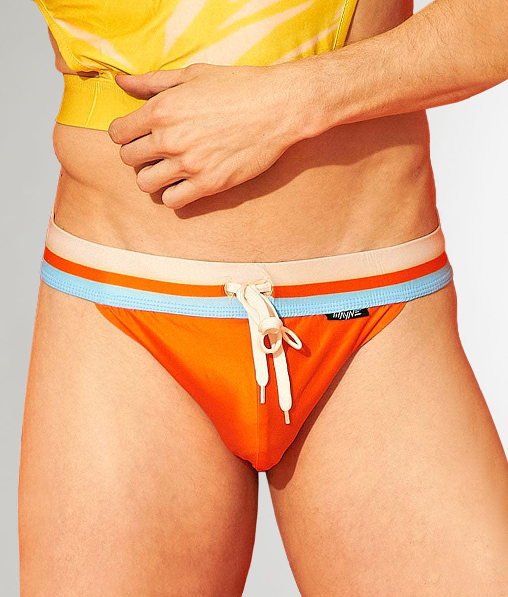 Wayne Creamsicle Speedo Creamsicle Orange - men's low-rise square-cut swim brief, front view