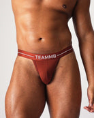 Teamm8 Icon Thong Cocoa - men's thong underwear with front coverage panel, front view