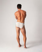 Teamm8 Icon Sports Brief Optic White - men's sports brief with contoured pouch, close-up view
