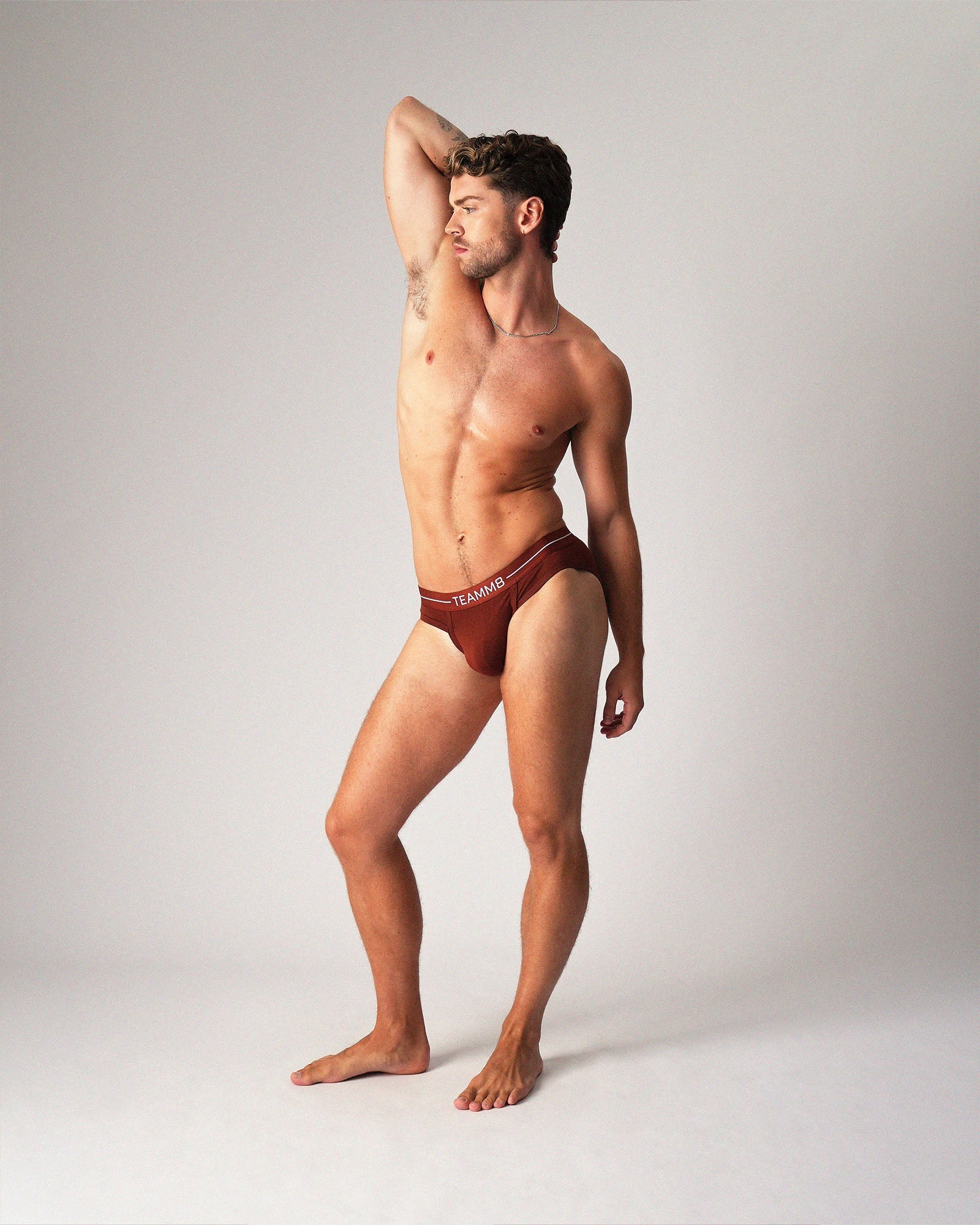 Teamm8 Icon Brief Cocoa - men's GLIDE Modal brief, detail of pouch piping