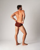 Teamm8 Icon Brief Cocoa - men's sculpted brief in warm brown, back view