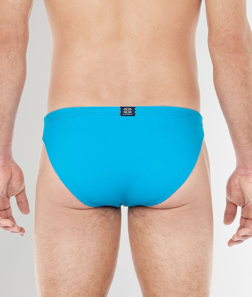 HOM Sea Life Swim Micro Brief Turquoise - men's low-rise swim brief, back view