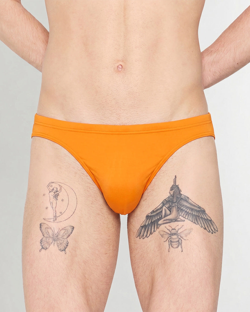 HOM Sea Life Swim Micro Brief Orange - men's low-rise micro swim brief, front view