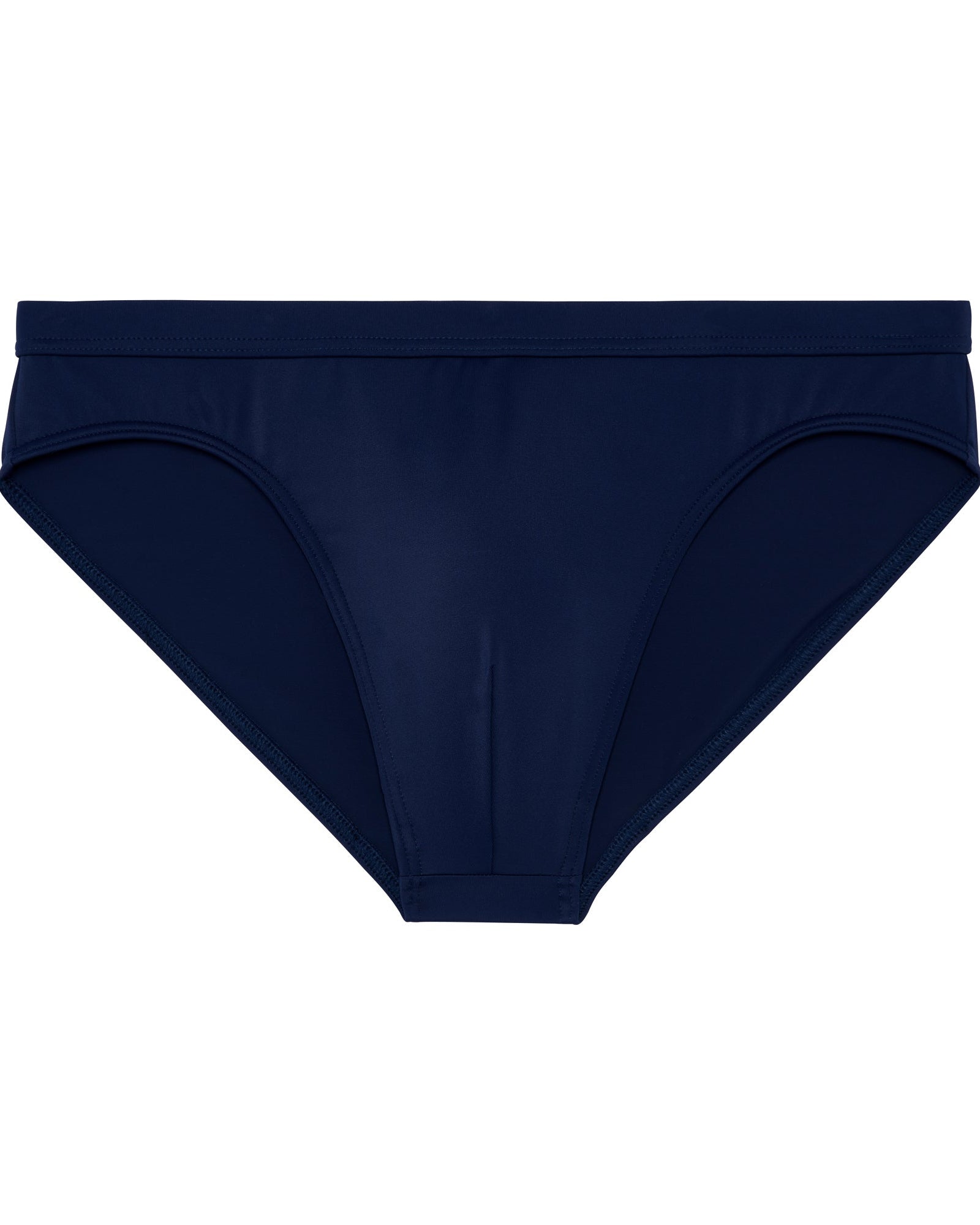 HOM Sea Life Swim Mini Brief Navy - men's mini swim brief showing hip silhouette, three-quarter view