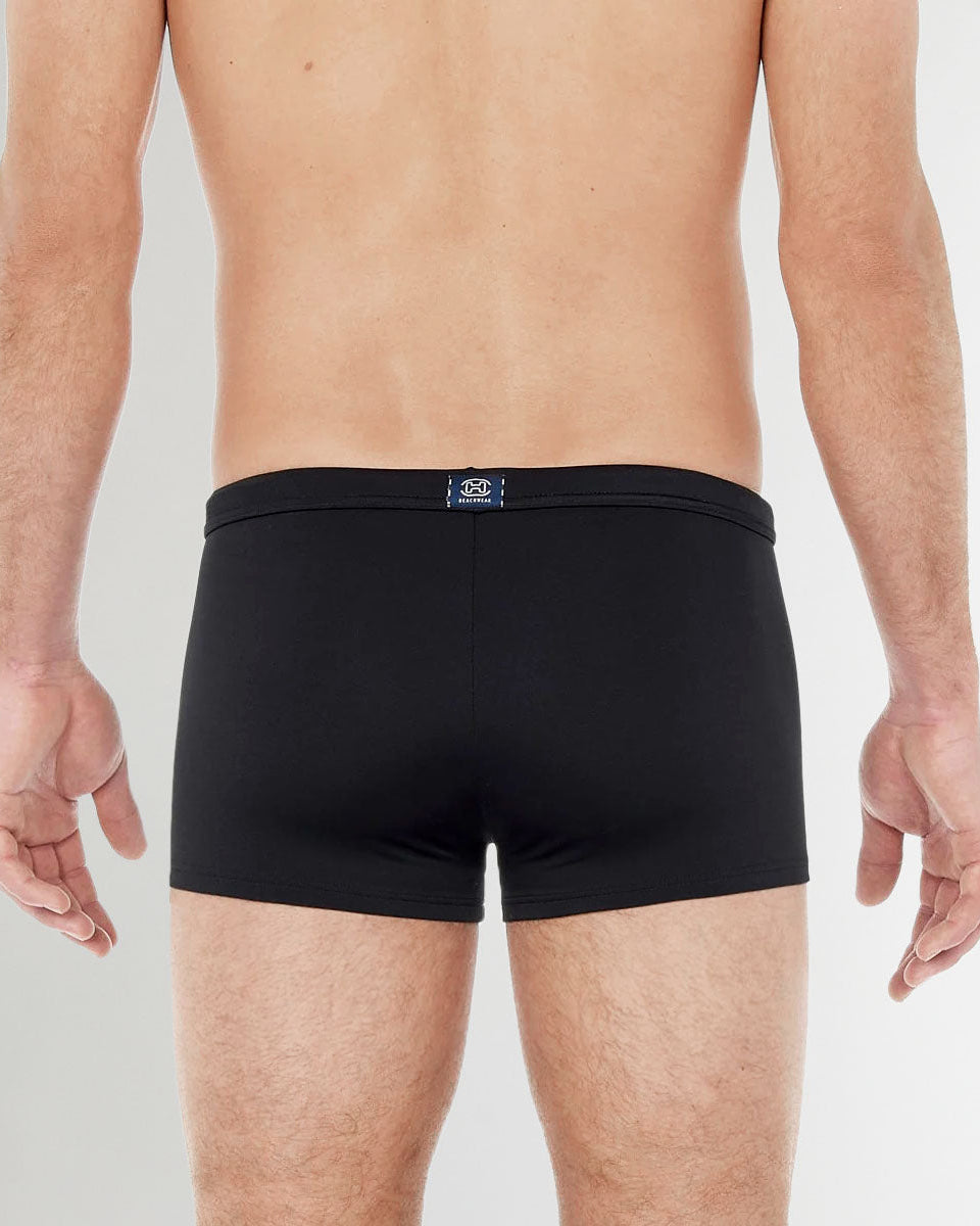 HOM Sea Life Swim Trunk Black - men's swim trunk back view